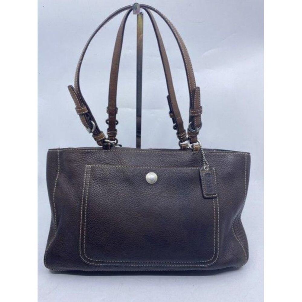 coach medium bag handbag brown leather shoulder ba - Picture 2 of 10